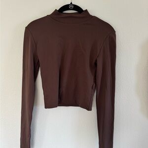 Elegant Brown Long Sleeve Top